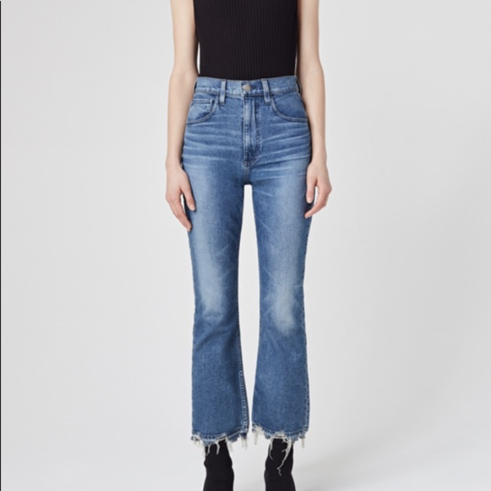 3x1 Empire Crop Flare Denim in Deco size 26